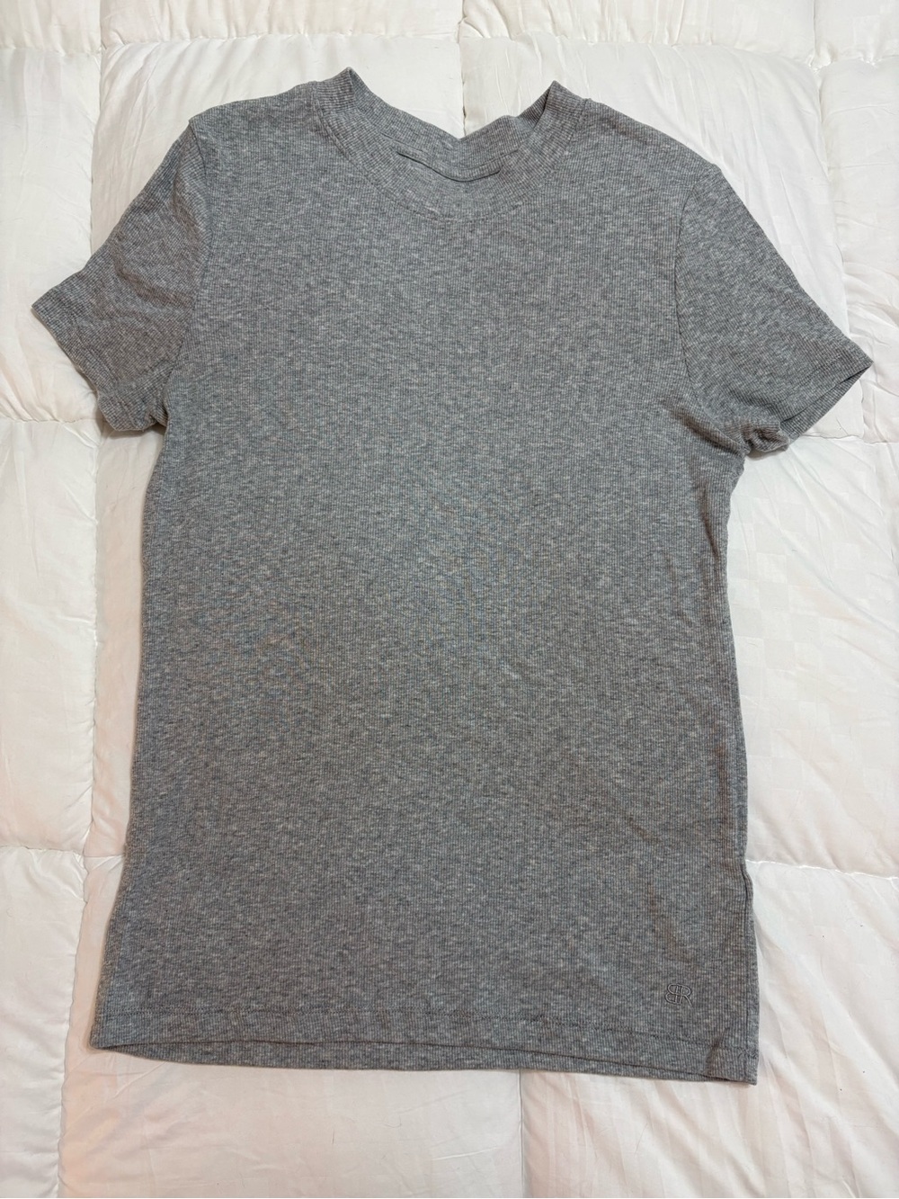 Banana Republic Women’s Gray Solid V-Neck Short Sleeve T-Shirt M Cotton Blend